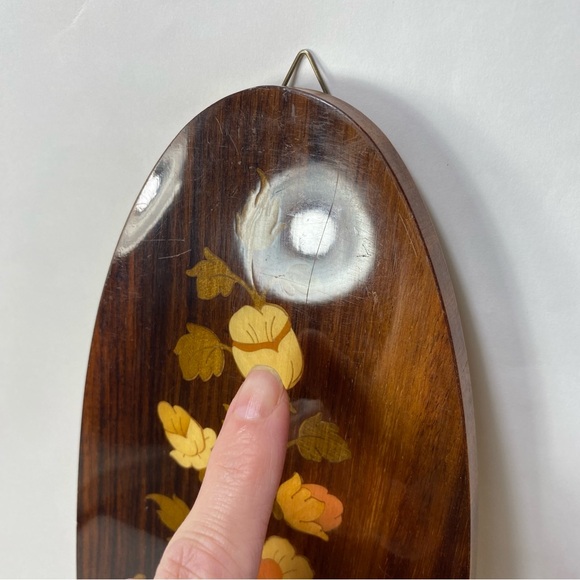 🎉LAST CALL🎉Vintage Walter Stahli Switzerland Wood Inlay Floral Wall Hanging - Picture 5 of 16